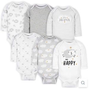 6-pk Gerber Baby Neutral Sheep Long Sleeve Onesies Bodysuits 0-3 months
